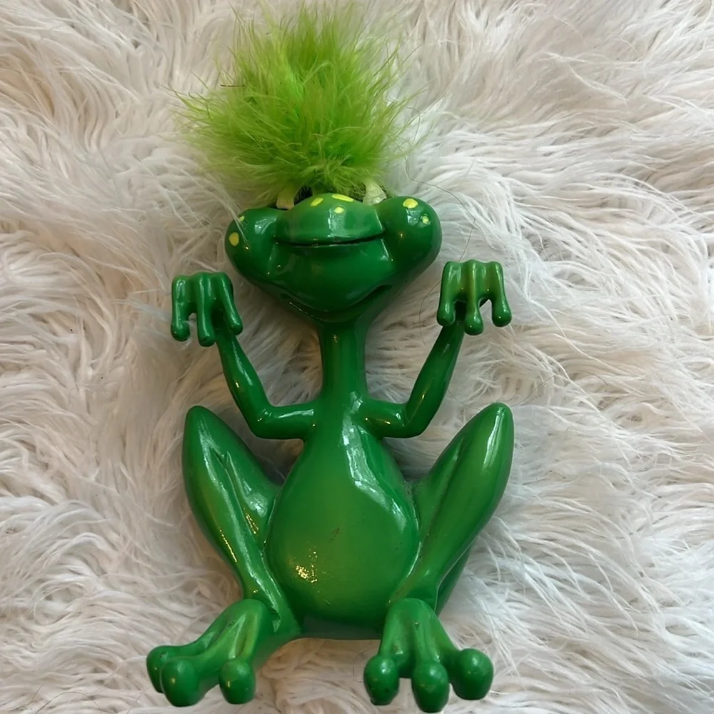 Adorable Fuzzy Haired Frog Photo Sign Holder